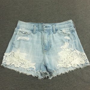 Hollister light wash high-rise shorts